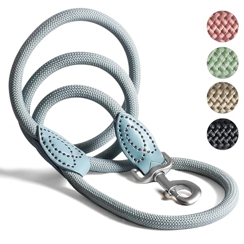 ne&no rope lead 1.2 m (slightly stretchy) for medium to large dogs I training lead I robust dog lead I round braided I dog slip leads I city lead I dog leash aqua 120 cm