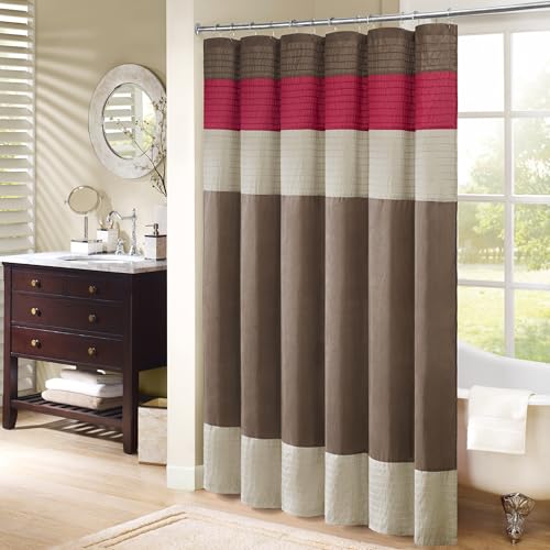 Image of Madison Park MP70-221 Monroe Shower Curtain, 72 x 72 inch, Red
