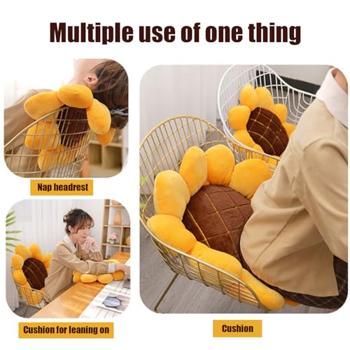 Image of RVA 3D Sunflower Flower Floor Pillow Seating Cushion Mat Yellow Color 45cm | Head Rest Use in Car, Kids & Girls Room Decoration | Floor Cushion for Bedroom Living Room