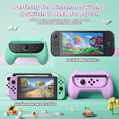 Image of FASTSNAIL Switch Controller Grips for Nintendo Switch 2 /1 /OLED for Joy-Con | Switch Joypad Holder Handle Kit, Wear-Resistant & Anti-Slip, Ergonomic Design, Switch Grip for Joycon 2 /1 Accessories, 2 Pack