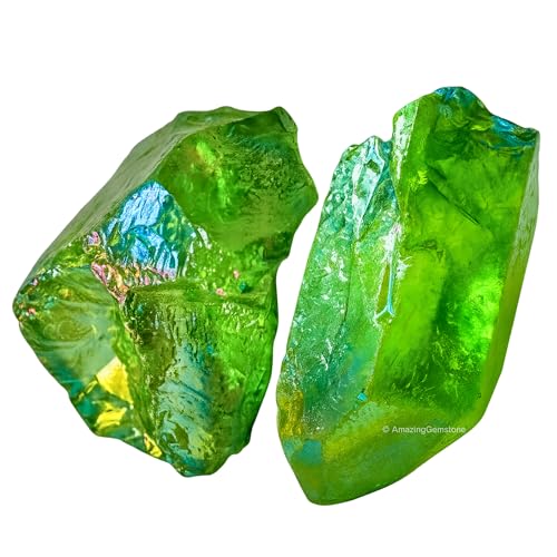 Image of Amazing Gemstone Apple Aura Quartz Raw Crystals and Healing Stones, Natural Rocks for Meditation - DIY Raw Stones and Crystals, 2 Pieces