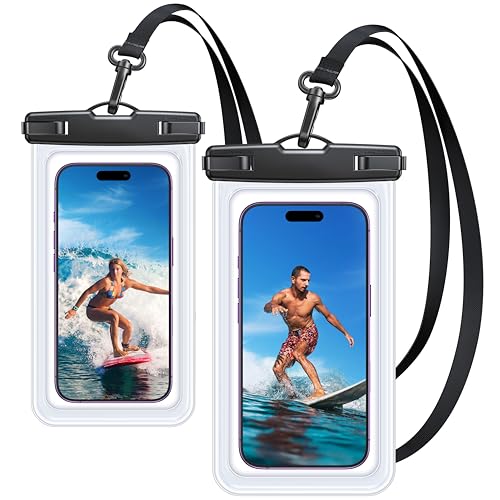 【2 Pack】Coolpow Waterproof Phone Pouch【Easy Lock & Heavy Duty】IPX8 Water Proof Cell Phone Dry Bag for Beach Vacation Waterproof Phone Case With Lanyard Protector for iPhone 17 Samsung All 4-7" Phone