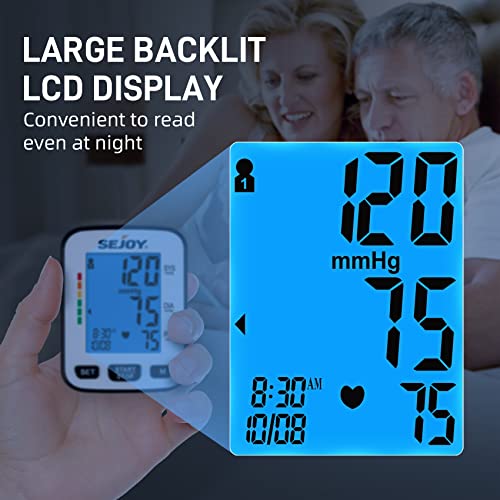 Sejoy Blood Pressure Monitor Wrist Bp Machine Cuff Automatic Digital Blood-Pressure Meter Large Backlit Display Battery Included #TOP2
