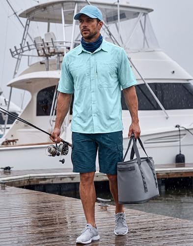 Image of G Gradual Men's Fishing Shirts with Zipper Pockets UPF 50+ Lightweight Cool Short Sleeve Button Down Shirts for Men Hiking