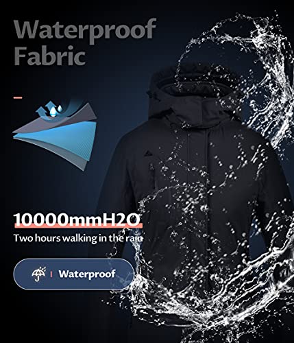 CREATMO US Damen Berg Wasserdichte Skijacke Winddichte Snowboardjacke Warme Wintermantel Regenmantel, Schwarz , XL
