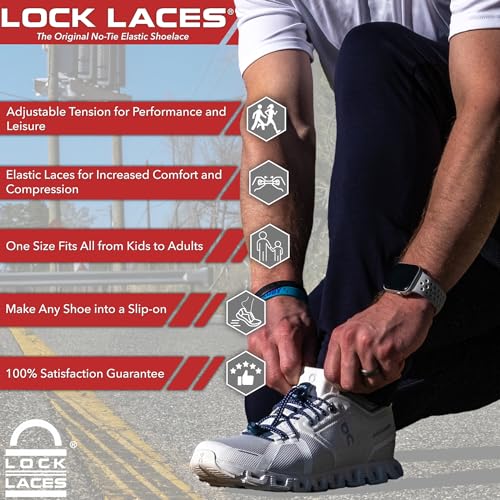 lock laces - elastic no tie shoelaces 1 size fits all for kids adults tieless shoe laces tennis shoes sneakers