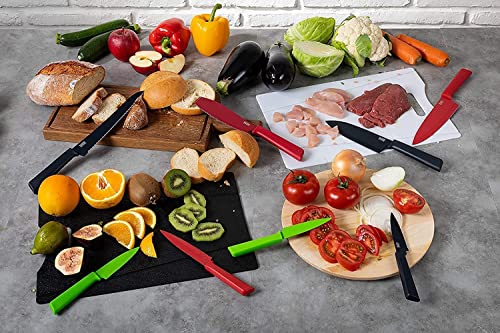 KUHN RIKON Faca de legumes reta antiaderente Colori+ com bainha de segurança, lâmina de 10,16 cm, He