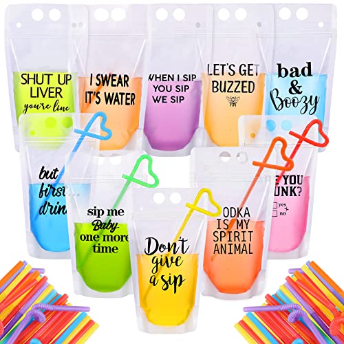 Honeydak 30 sets bolsas para bebidas con pitillos coloridos miniatura 2