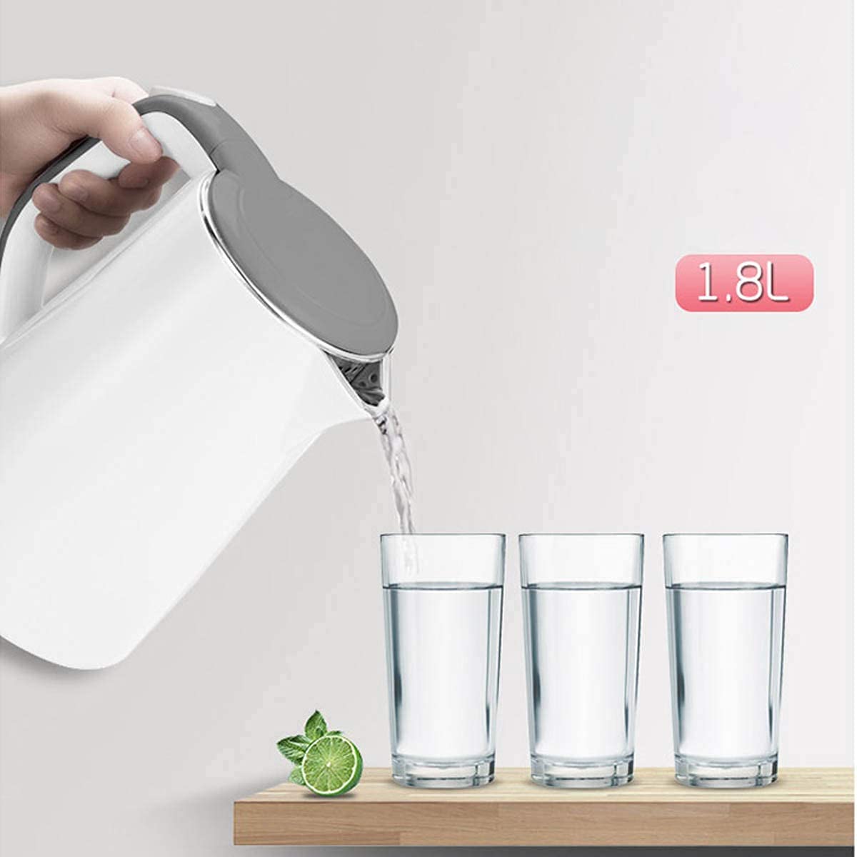 hervidor eléctrico, Hervidor eléctrico con doble aislamiento anti-escaldaduras, 1. 8L