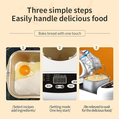 Automatischer Brotbackautomat für den Haushalt, multifunktionale Kuchenmaschine, programmierbarer Brotbackautomat mit 19 Voreinstellungen und 13-Stunden-Timer, mit LCD-Display für Kuchen, Pizzateig, B – Bild 7