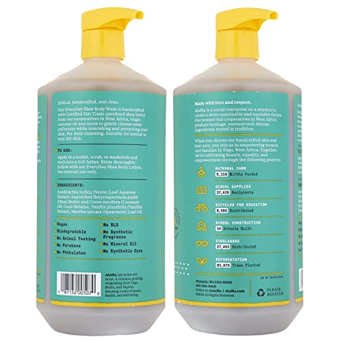 Image of Alaffia Everyday Shea Body Wash, Naturally Helps Moisturize and Cleanse Without Stripping Natural Oils with Fair Trade Shea Butter, Neem, and Coconut Oil Vanilla Mint 32 fl oz - 4 Pack