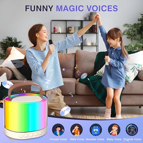 Image of Party Fusion Karaoke Bluetooth Speaker with 10W RMS Stereo Sound, Wireless Mic with 4 Voice Changing Modes, RGB Lights, 10Hrs Non-Stop Music, Multi-Compatibility Modes and Type-C Charging.
