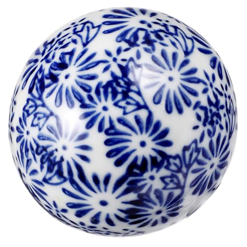 ibasenice Boule Flottante en Céramique 5 CM Décor D’Aquarium Bleu et Blanc Ornement Décoratif pour Aquarium Maison et Bureau Accessoire Solide et Léger pour Décoration sous-Marine