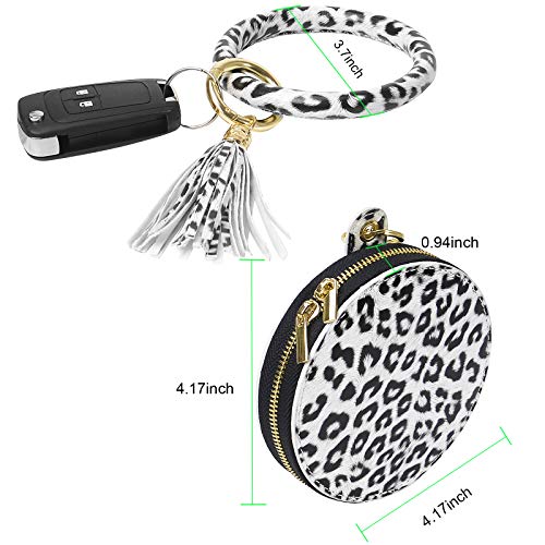 Doormoon Keychain Bracelet, Cow Print Car Accessories Tassel Key Chain Wristlet Ring Circle Bangle (Makeup Bag-Cow Print) #TOP6