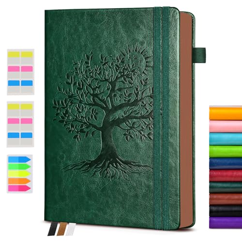 Image of Vintage Leather Journal - 300 Page Lined Journal for Women Men, A6 Small Notebook with 2 Elastic Straps, 3 Ribbons, Pen Holder, Pocket Notebook for Work, Travel, Writing, Daily Diary (3.7 inch x 6.8 inch)
