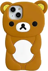 Capa de silicone macia com estampa de urso para iPhone 17 16 15 14 13 12 11 Pro Max mini Plus Xs XR 6 7 8 Plus, mano
