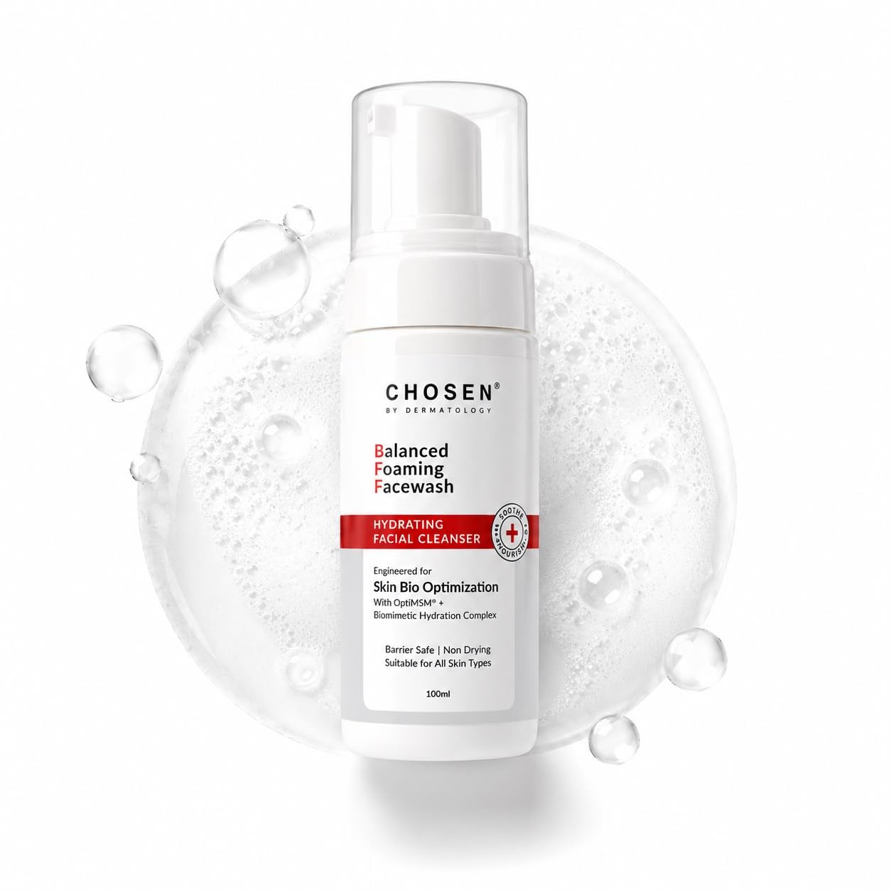 CHOSEN® Balanced Foaming Facewash| Paraben, Sulphate-Free | Gentle on Skin | Hydrating Face Cleanser with OptiMSM®| For Oily to Dry, Combination to Sensitive Skin - 50 ml-image-24
