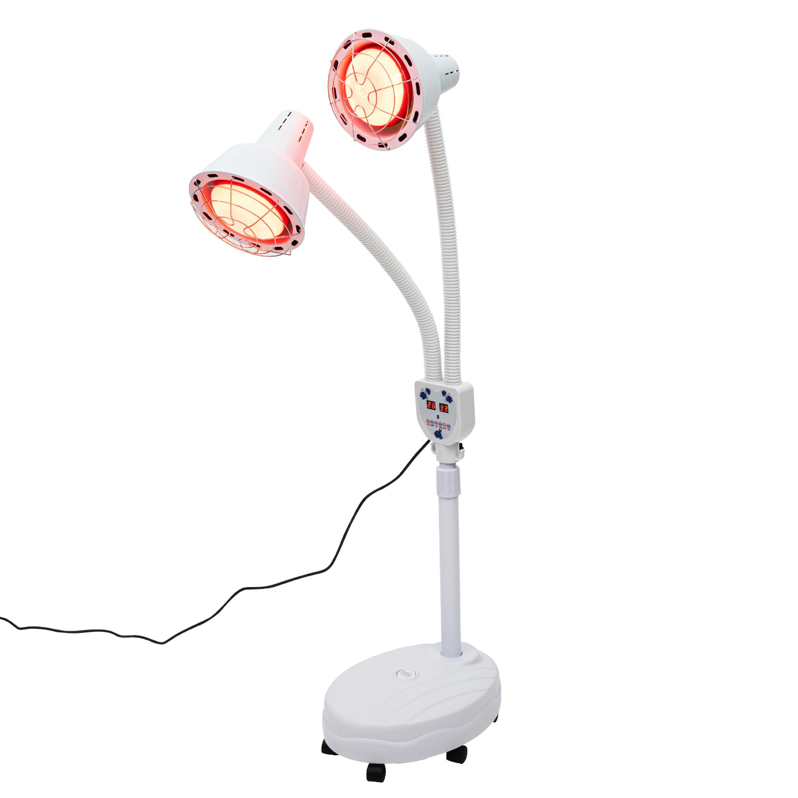 Lampe infrarouge 275 W - Lampe chauffante à double tête - Lampe infrarouge à 360° - Lampe de massage - Lampe chauffante pour le traitement des rhumes et des tensions musculaires