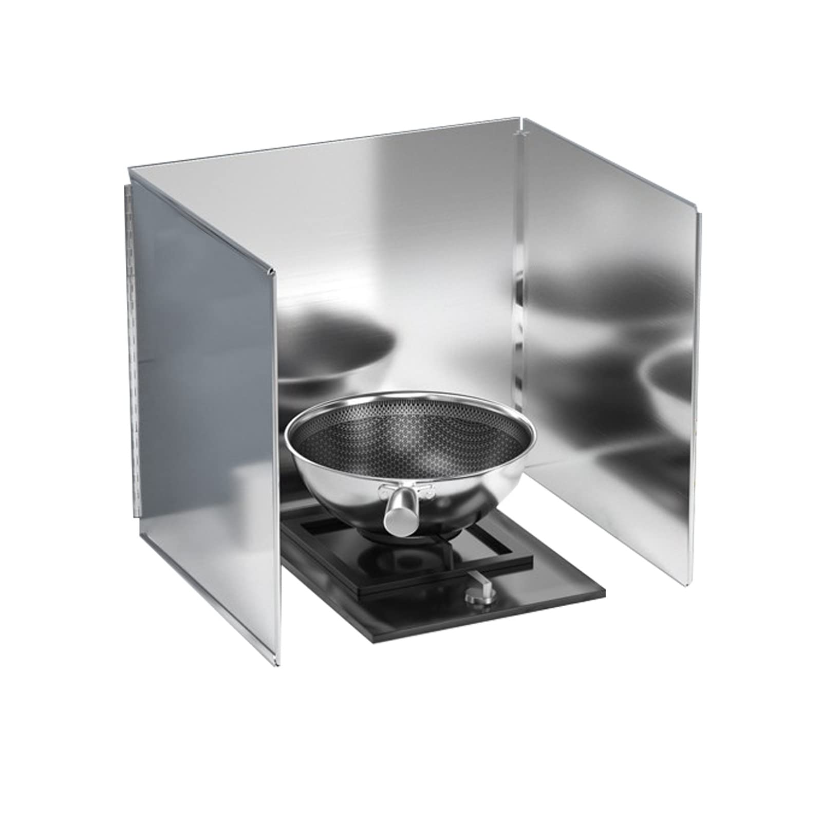 Pare-éclaboussures de graisse pliable inox 3 faces protection plaque de cuisson