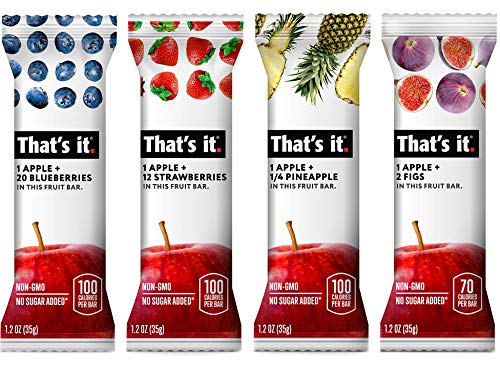 That’s it. Variety Pack-2, 100% Natural Real Fruit Bar, Best High Fiber Vegan, Gluten Free Healthy Snack, Paleo for Children & Adults, Non GMO No Added Sugar, No Preservatives Energy Food (36 Pack)