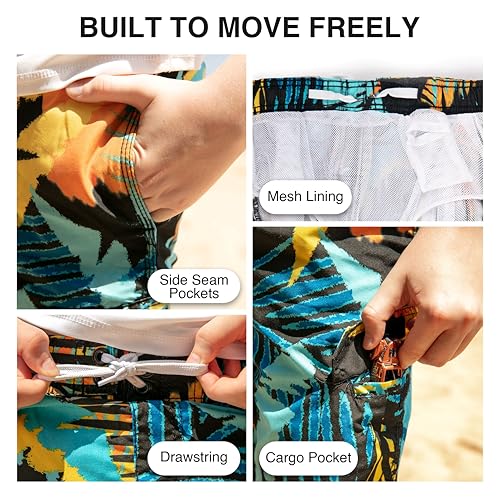 Image of Kanu Surf Boys' Toddler Troy Stripe Swim Trunks