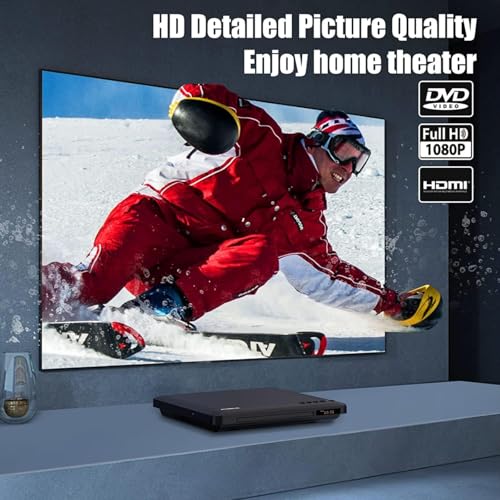 DVD-Player für TV mit HDMI RCA Ausgang, All Region DVD Player mit Speicherwiedergabe, HD 1080P-Upscaling, USB-Eingang, integriertes NTSC/PAL-System, HDMI-Cinch-Kabel und Fernbedienung im Lieferumfang