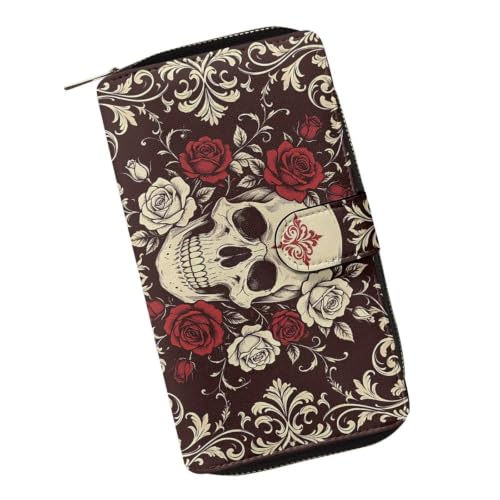 Image of COEQINE Ladies Wallets Pink Leopard Heart Black Printed Leather Phone Long Clutch Purses Check Coin Change Holder