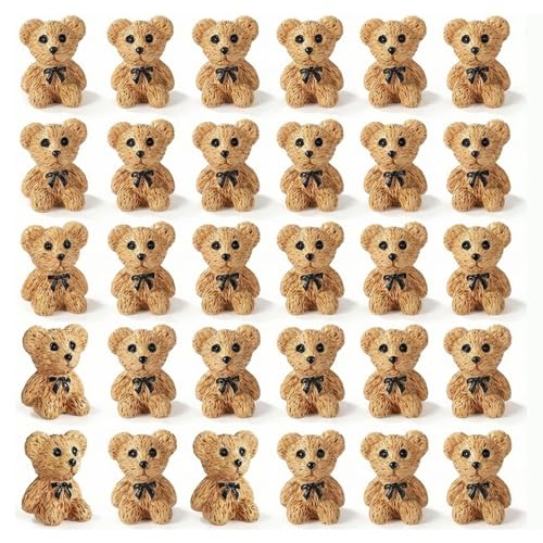 Hopzab 30 PCS Cute Resin Teddy Bear Funny Miniature Stuffed Bears Decoration Tiny Animal Ornament Suitable for Car Interior Party Dollhouse Fairy Garden