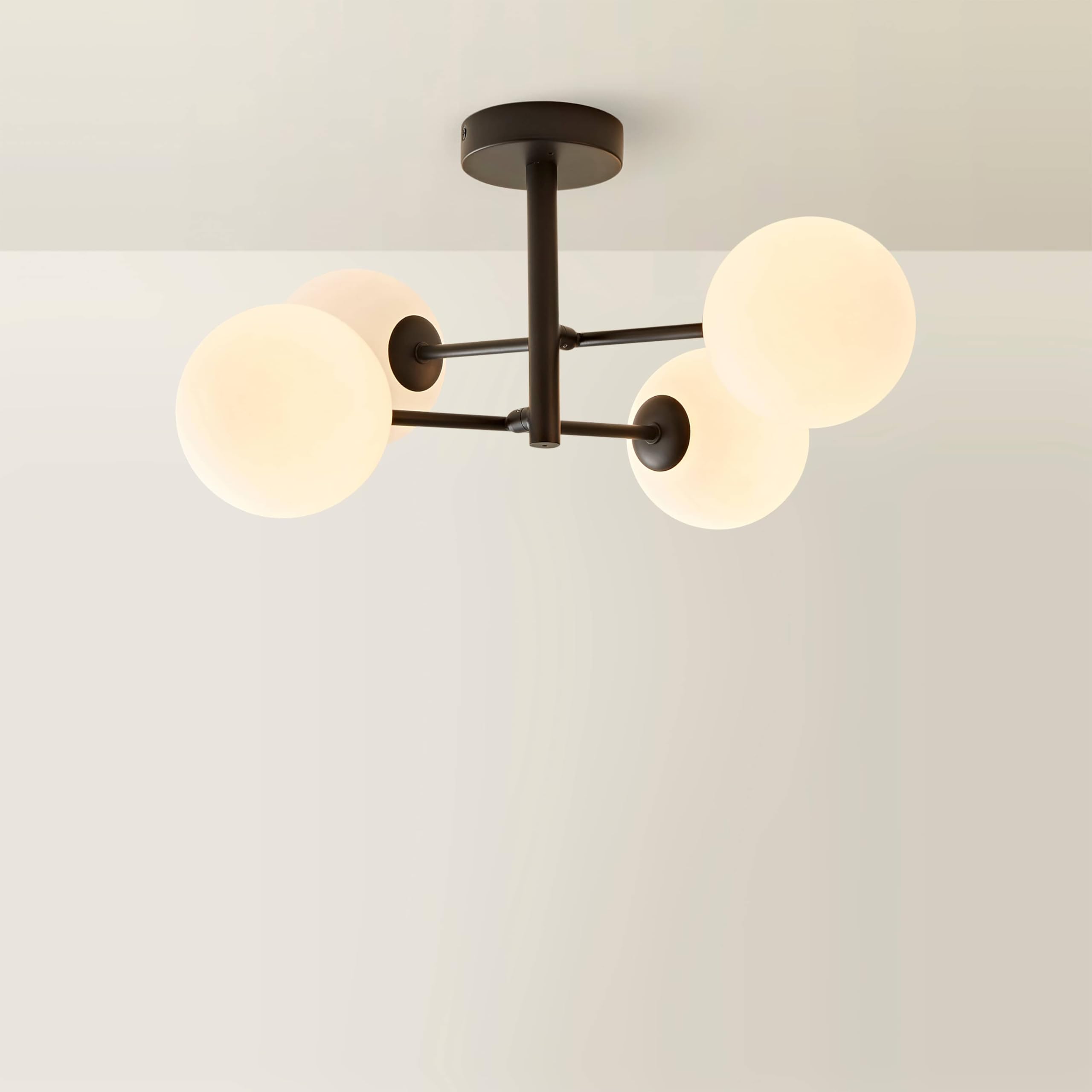 ValueLights | Darla Black 4 Way Frosted Globe Bathroom Ceiling Light | Ceiling Lights, Home Décor & Improvement Essential | Mains Wired