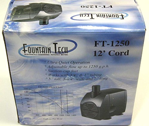 FT-1250 1250GPH 120V Submersible Stream/Pond/Fountain Pump, 12' Cord