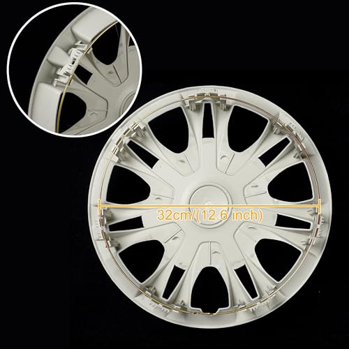 Image of Black with Silver Hubcap Wheel Cover Replacement Kit 13 inch Hub Caps Wheel Rim Cover Car Exterior Accessories Pack of 4, 13 Inches