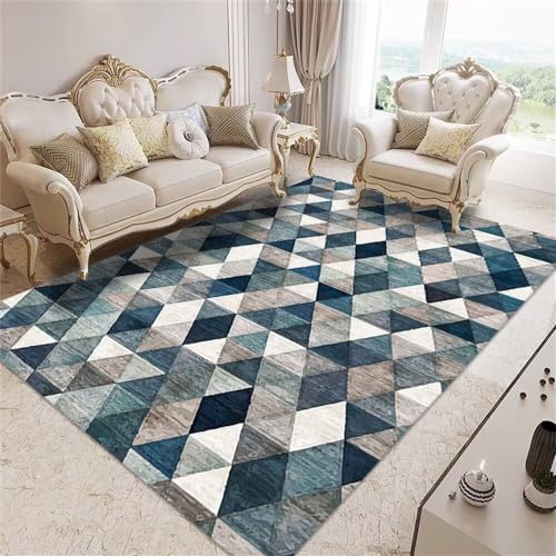 Tapis de canapé lavable géométrique gris bleu pour entretien facile - 2