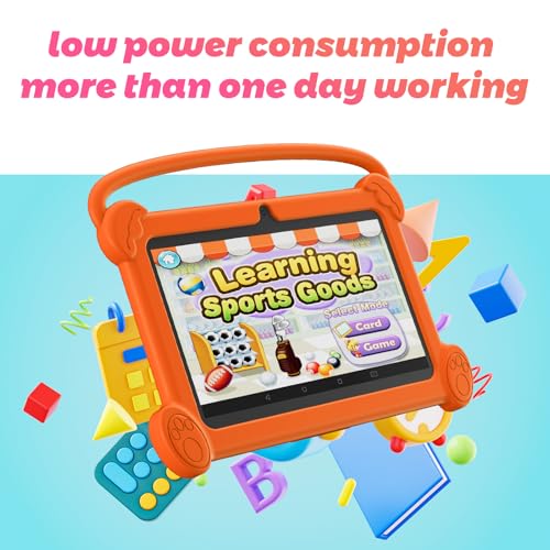 DIGITHINK Kids Tablet 7 inch 3-9 with Protective Case, 4GB (2GB+2GB Expand) RAM 32GB ROM, Toddler Tablets, Andriod Educational Learning Device,Prarent Control, Netflix,YouTube,aiwawa apps (Orange) - Image 2