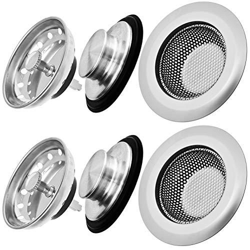 6 Pack - Kitchen Sink Drain Strainers, Anti-Clogging Kitchen Sink Stoppers, Sink Stopper and Drainer Combo Basket - All in One Set for Standard 3-1/2 Inch Kitchen Sink Drain