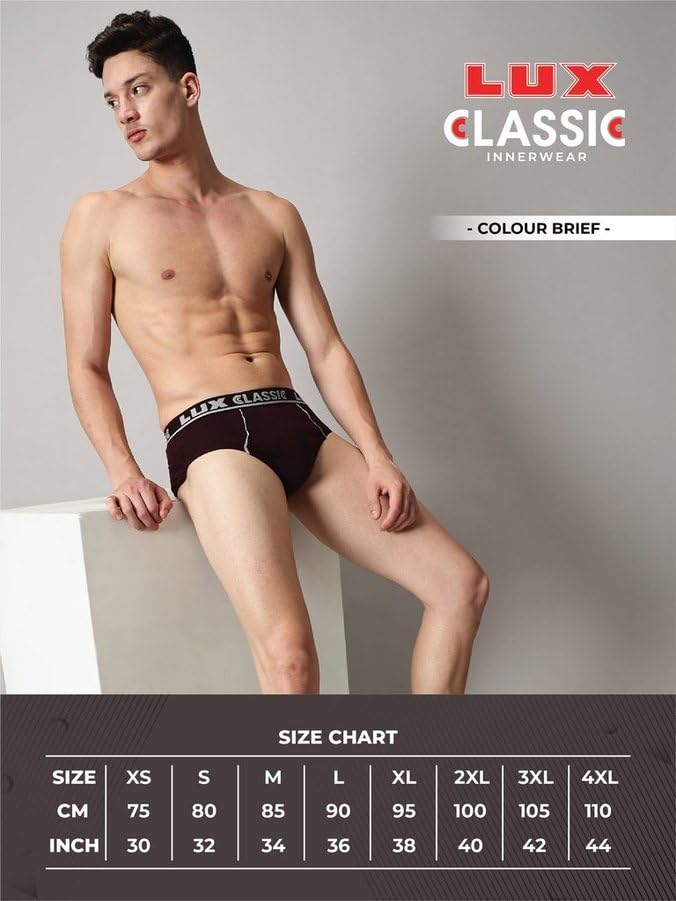 Image of Lux Classic Men's Brief - Value Pack | 100% Cotton V Shape Underwear | Comfortable Lux Brief Pack of 6 (Color May Vary)