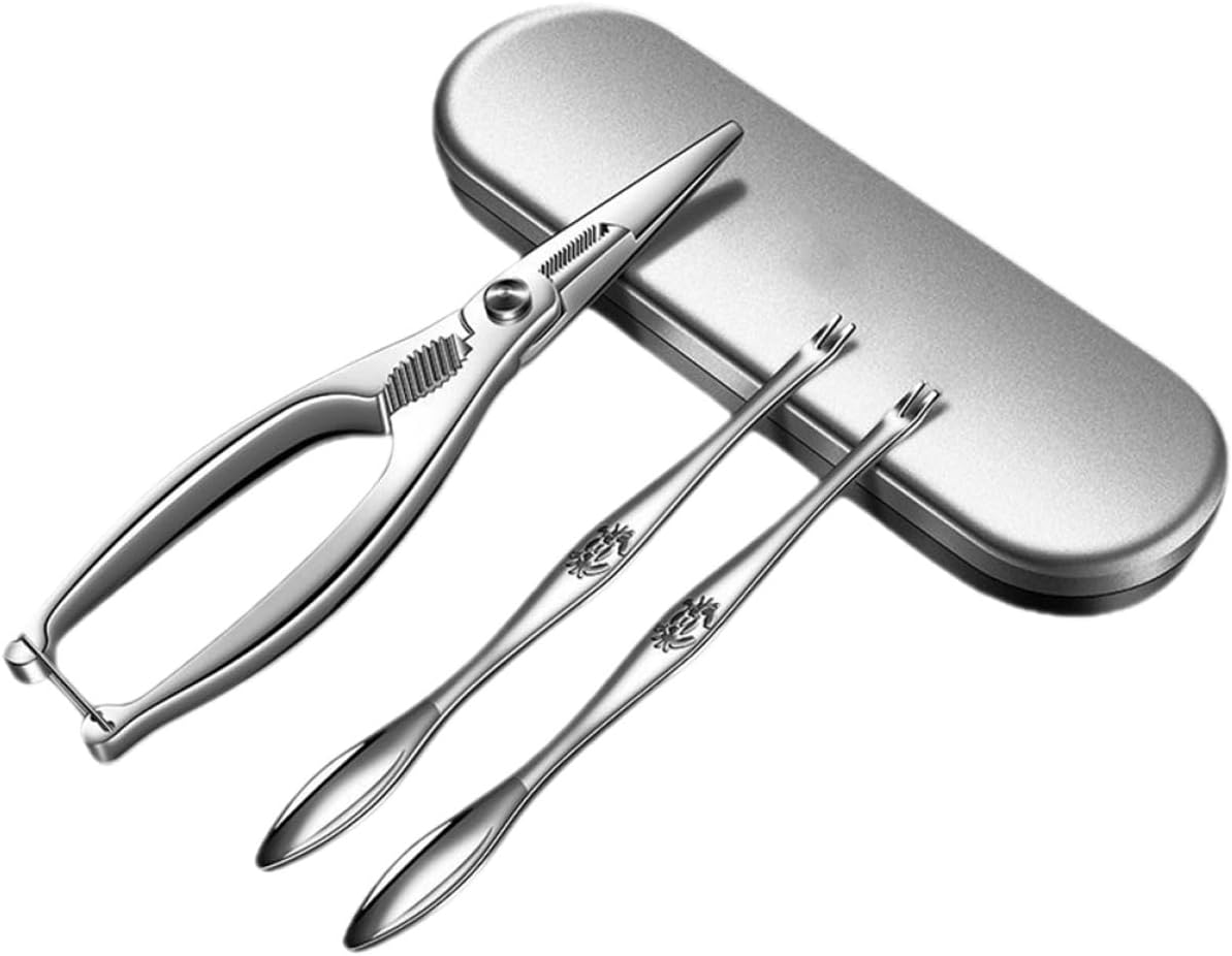 Stainless Steel Crab Crackers and Seafood Eating Tools Set, 4pcs Portable Crab Leg Opener Kit with Forks and Clamps for Home and Restaurant Use