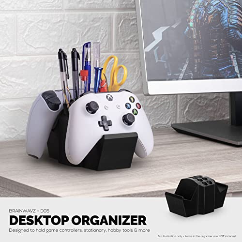 Image of Game Controller Holder & Desktop Pen Organizer Stand With Ten Slots for Pens, Pencils, Stationery, Craft Tools & More - Universal Design for PS5 XBOX SERIES X ONE PS4 SWITCH PC Gamepads - D05 - Black