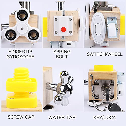 Fidget Cube Busy Cube For Kids, Wooden Travel Toys For Toddlers, Busy Activity Board, Preschool Learning Toy, Lacing Beads Puzzles For Boys Girls #TOP2