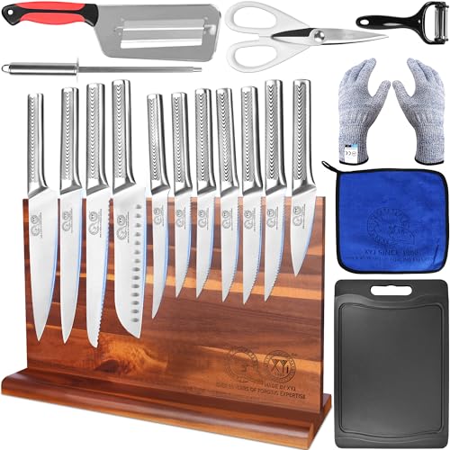 XYJ Authentic Since 1986,Kitchen Knife Block Set,11Pcs Knives with Magnetic ...