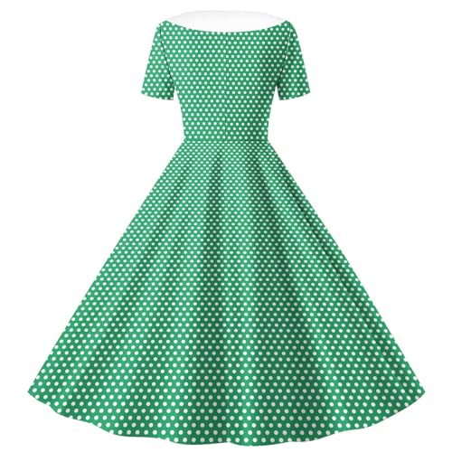 Girls 50s Vintage Polka Dot Swing Party Dress Retro Rockabilly Audrey Style Wedding Casual Skater Dress for Kids 5-14 Years4