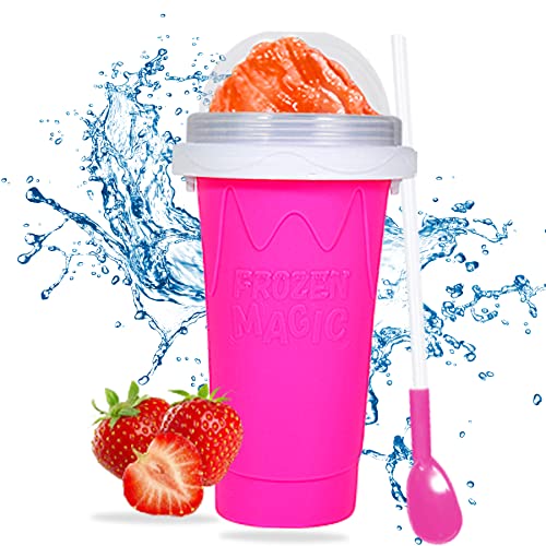 Tikapo® Slushy Maker Cup Tik Tok Stuff Slushie Maker Cup Slushie Ice Cream Maker Machine Frozen Magic Double Layers Slushie Squeeze Cup - Pink