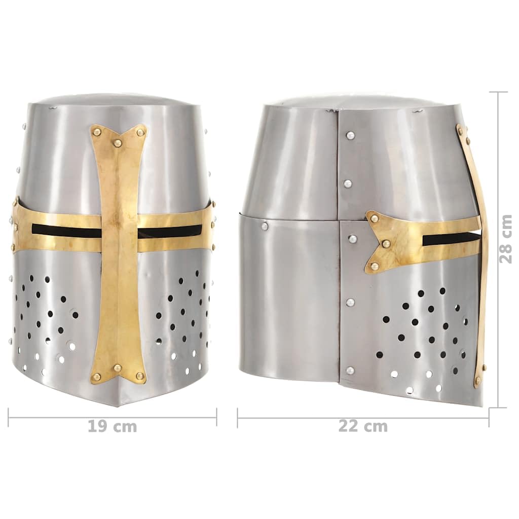 Genérico Réplica Casco de Caballero Cruzado Medieval Larp Acero Plateado,Arte y Ocio,Hobbies y Artes Creativas,Coleccionables,Armas coleccionables,Multicolor,2.24 kg,286206