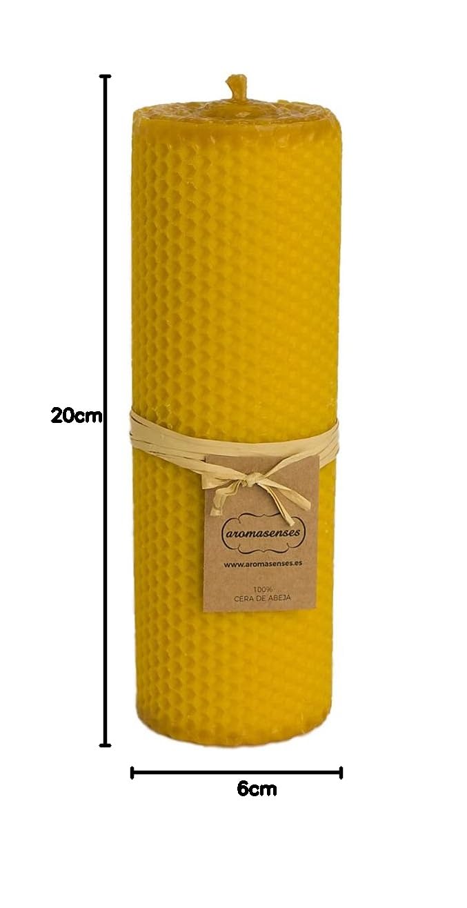 Aromasenses Velas de Cera Virgen | Forma de Panal de Abejas | Hechas a Mano | Sin Tóxicos | Auténtica Cera de Abejas Natural |Estilo Artesanal | Para Crear Ambiente Relajante | Velon 6 cm x 20 cm