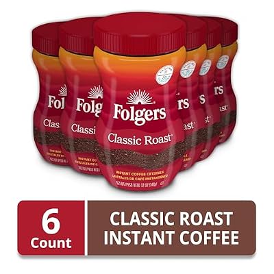 Folgers Classic Roast Instant Coffee, 12 Oz. Jar (Pack of 6)