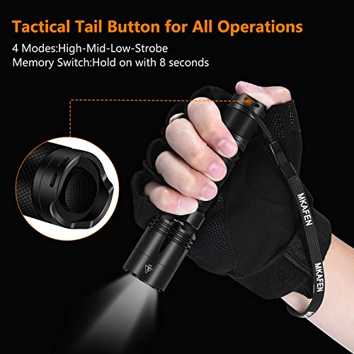 MIKAFEN Tactical Flashlight 1200 Lumens LED Weapon Light with Picatinny Mount, Micro-USB Rechargeable, Battery and Pressure Switch Included - Thumbnail 2