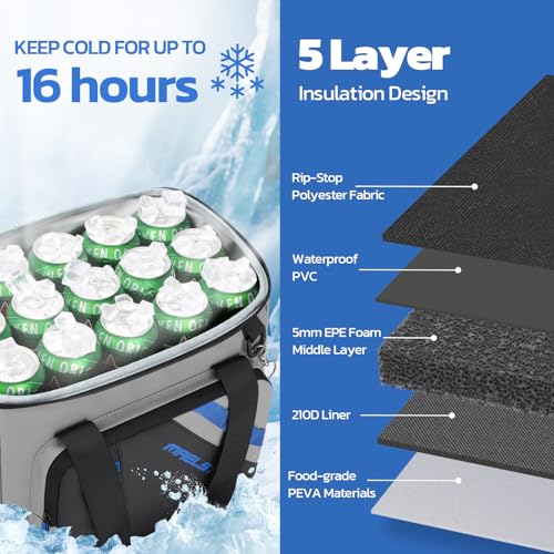 Image of Maelstrom 30 Can Collapsible Soft Cooler Bag with Quick Access Opening | 5-layer Insulation,16h Cold, Leakproof, Waterproof, Multiple Pockets, Bottle Opener, Portable for Beach, Camping, Picnics