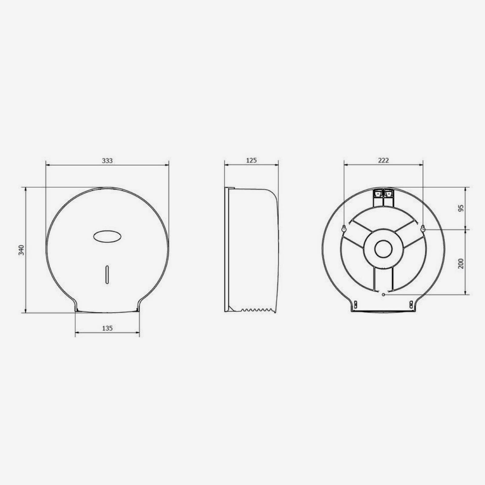 Portarrollos de Papel Higiénico Industrial Grande 400m 260mm Dispensador ABS Valor AE77300 Plata