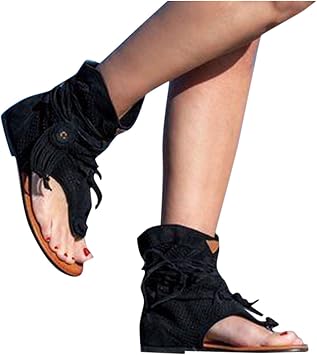 BORAMAX Fringed Gladiator Sandals Beach Sandals Bohemian Casual Sandals Flip-flops Shoes Roma Shoes Open Toe Sandals Beige7