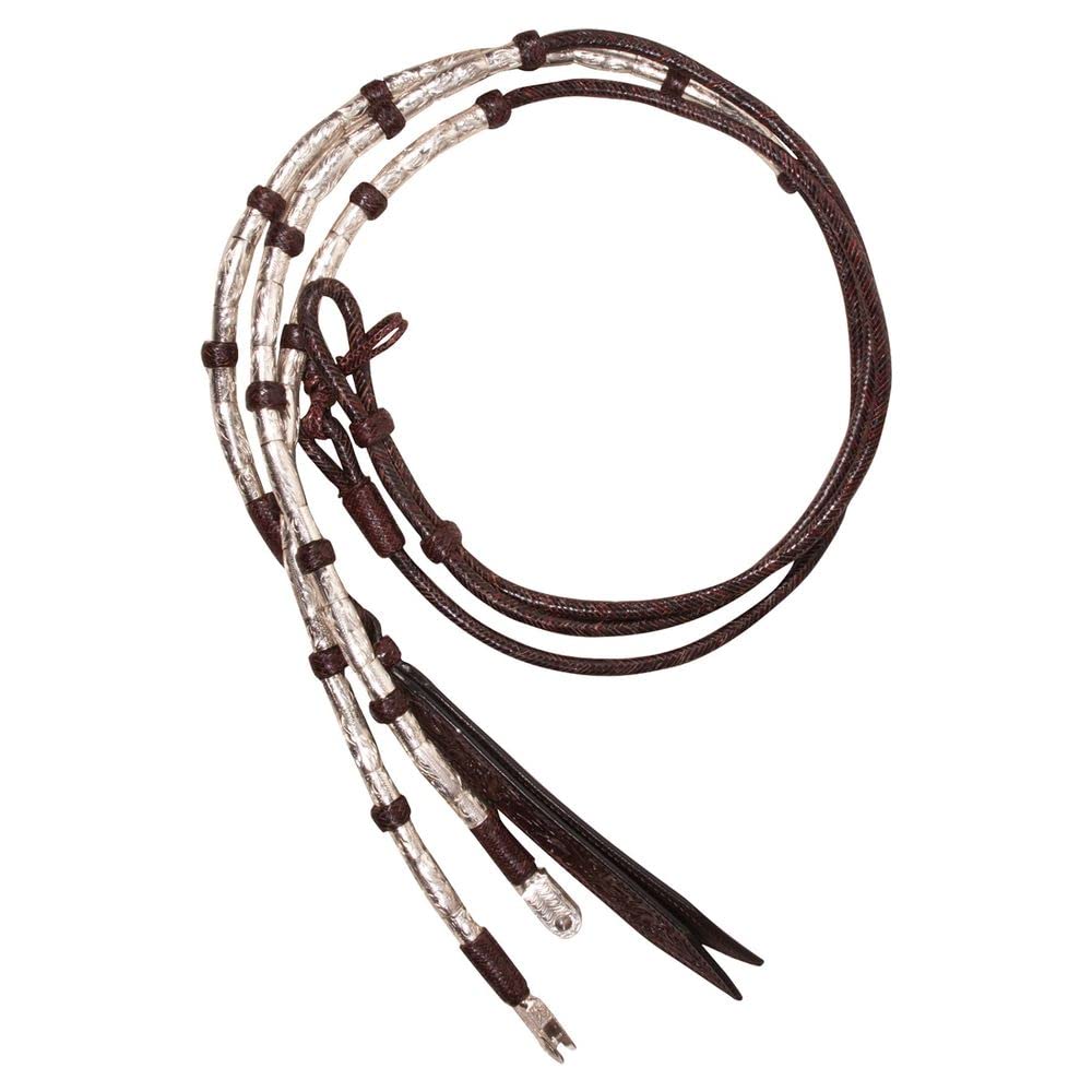 Double S Silver Plated Heavy Triple Ferrule Romel Reins for Horses 32 oz. | Color Chocolate | Premium Horse Rein | Exceptional Balance & Feel | Direct Contact Ends | Handcrafted Leather | 60