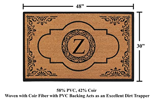 A1 Home Collections Heavy Duty, Long Lasting, Outdoor Entrance Front Porch Rug First Impression Hand Crafted Abrilina Entry Monogrammed Double Doormat, 29.5" X 47.5", Black #TOP5